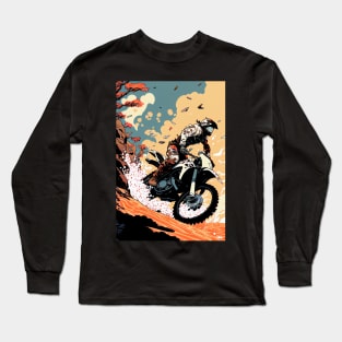 Dirt bike stunt anime style fall Long Sleeve T-Shirt